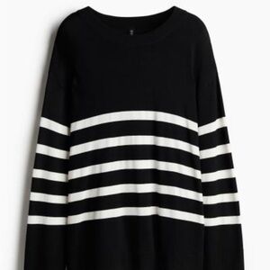 Black and White Striped Women's Sweater